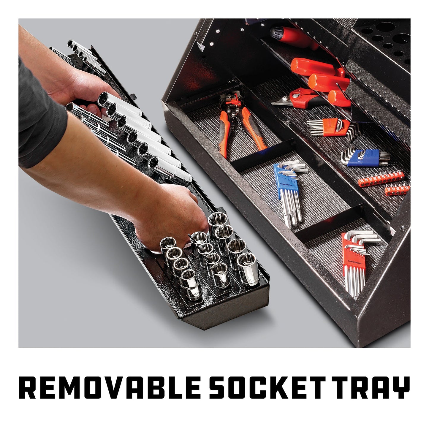 PowerBuilt Tools 26 in. Rapid Box Slant Front Tool Box-Red or Grey