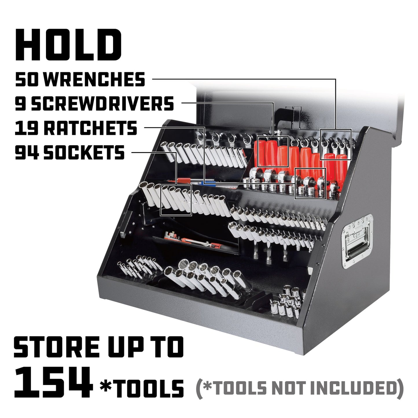 PowerBuilt Tools 26 in. Rapid Box Slant Front Tool Box-Red or Grey