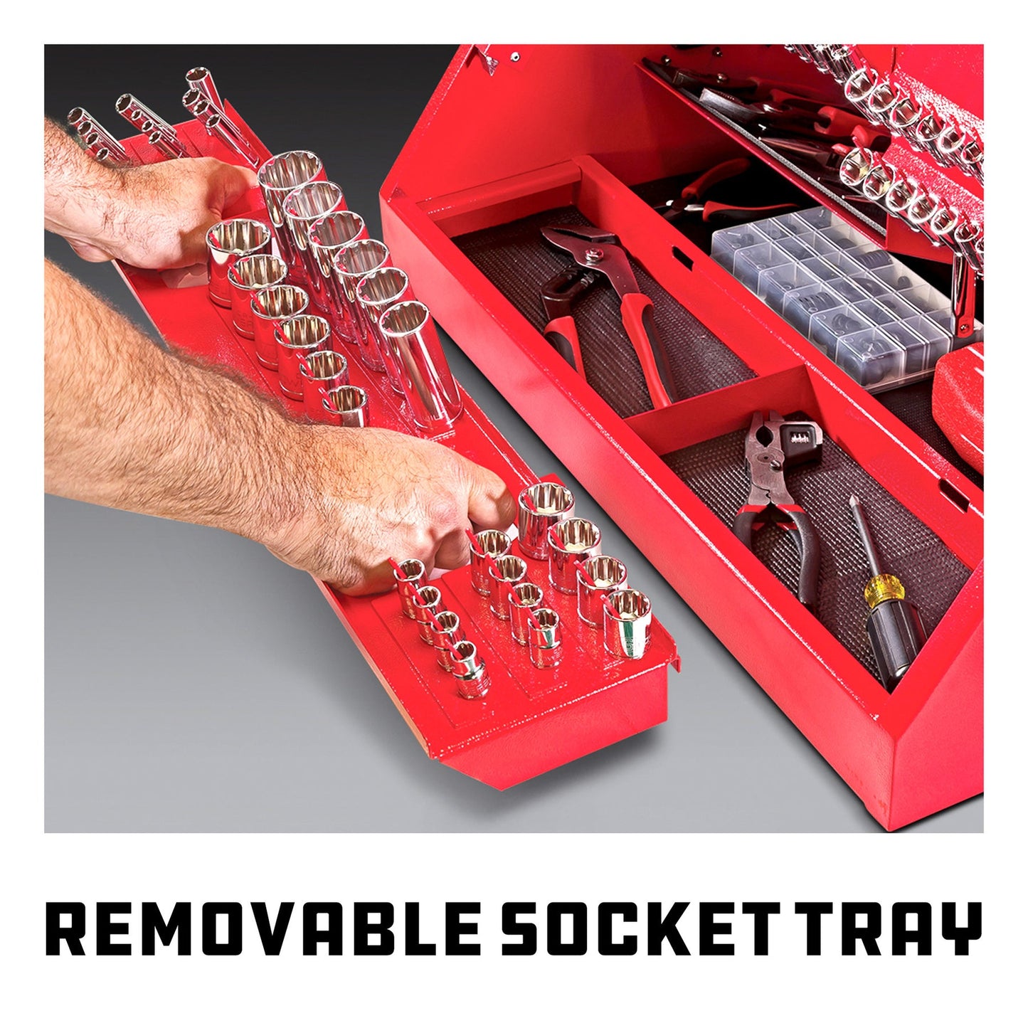 PowerBuilt Tools 26 in. Rapid Box Slant Front Tool Box-Red or Grey