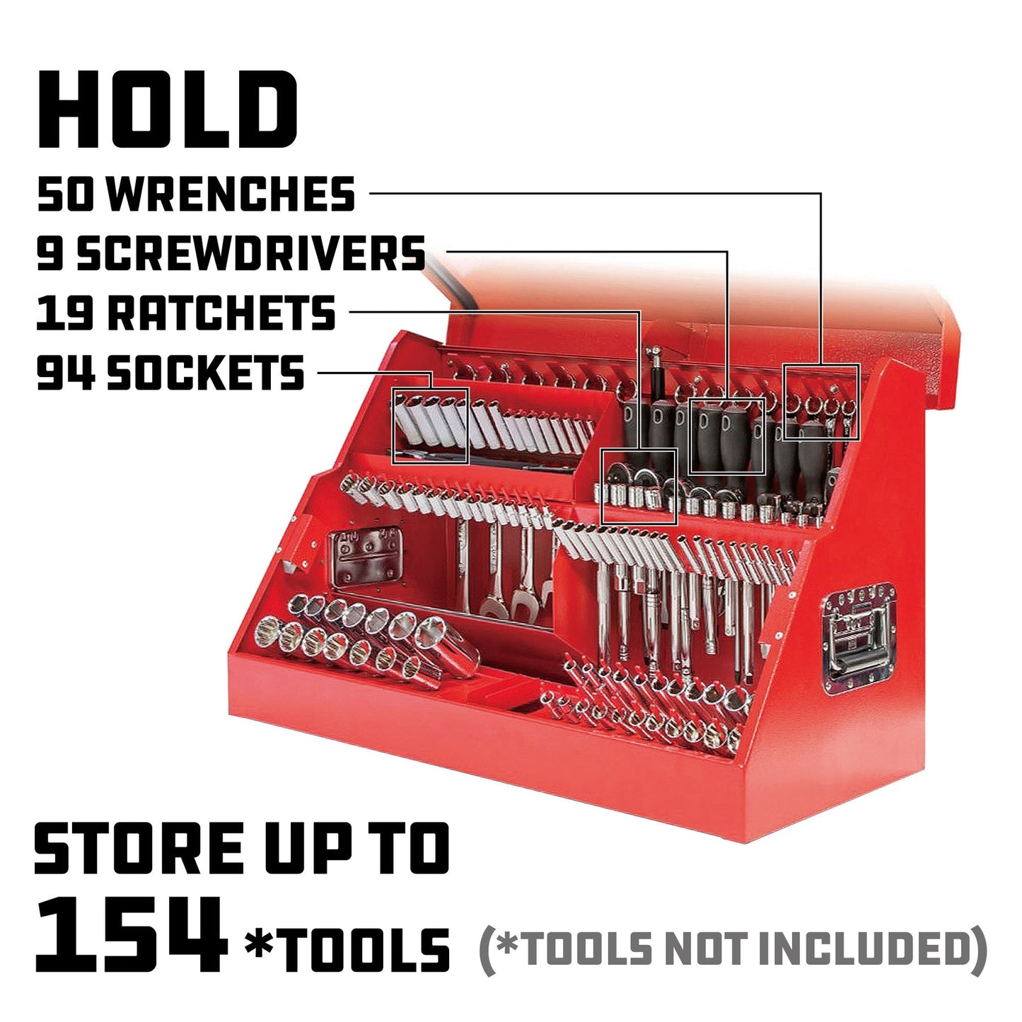 PowerBuilt Tools 26 in. Rapid Box Slant Front Tool Box-Red or Grey