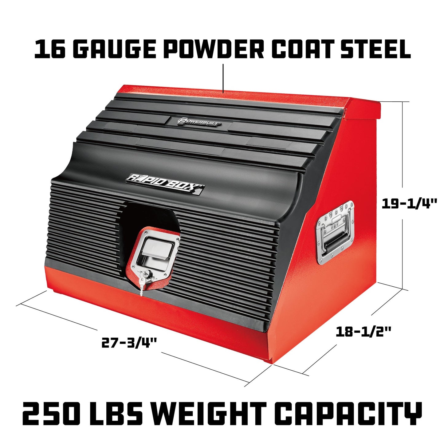 PowerBuilt Tools 26 in. Rapid Box Slant Front Tool Box-Red or Grey