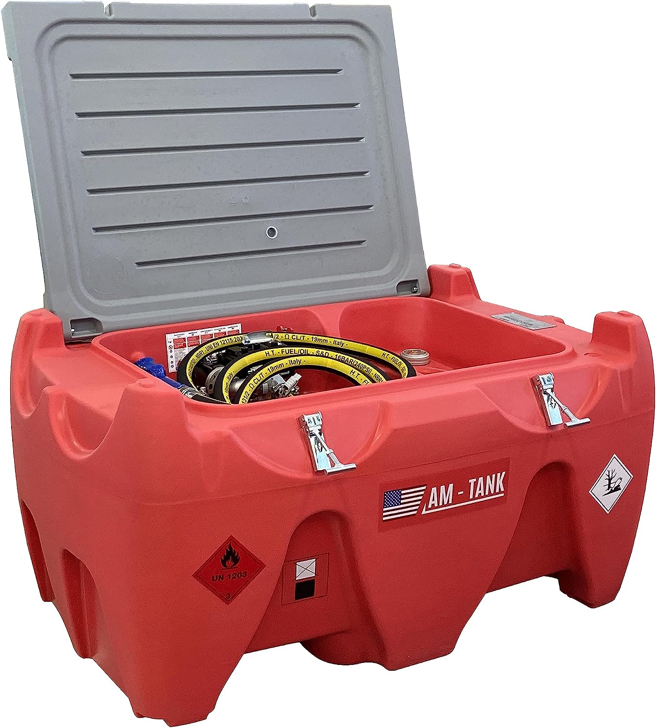 AM-Tank 87 gal DOT Gasoline Tank w/ 12V Pump and Auto Nozzle