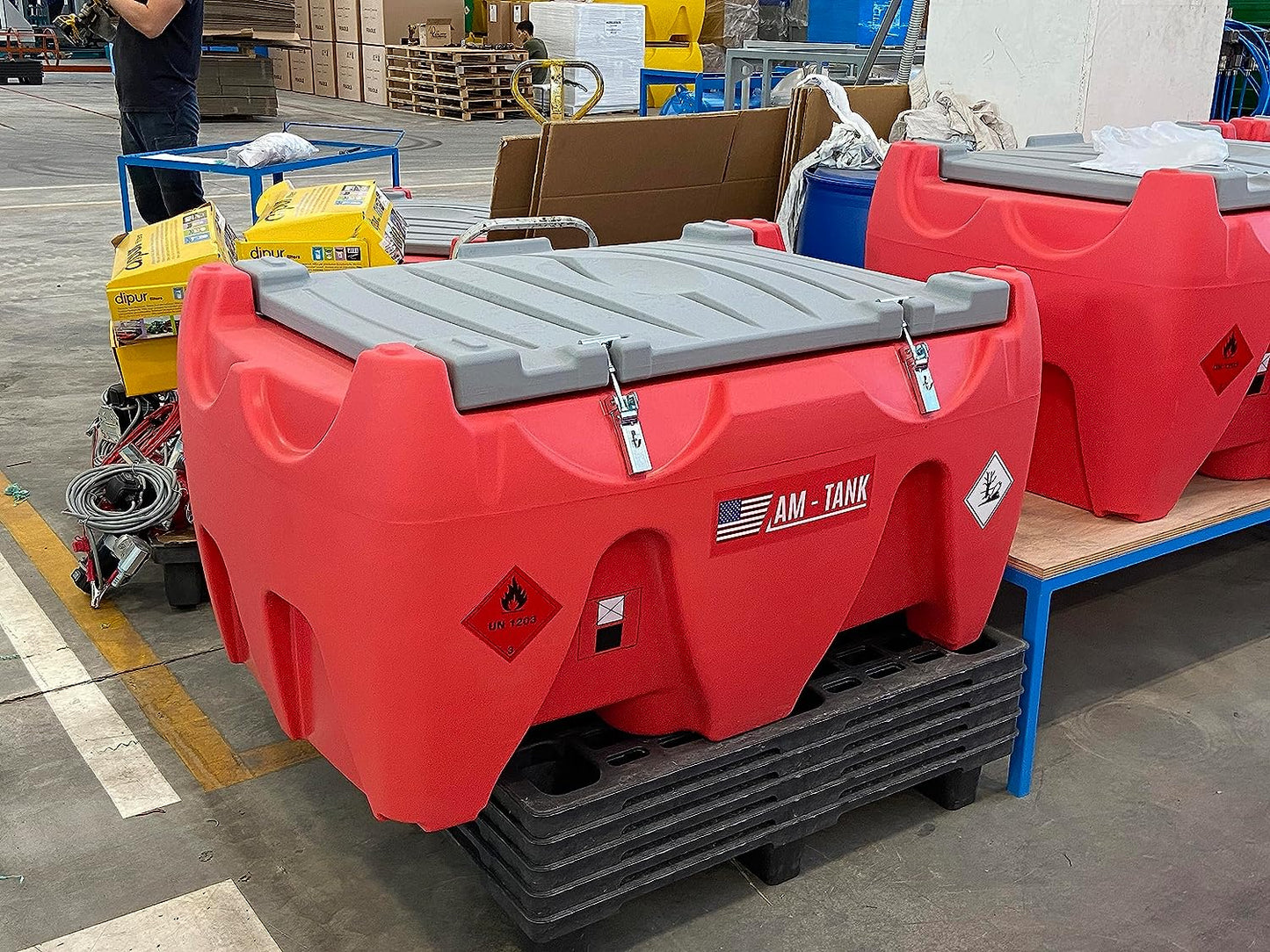 AM-Tank 87 gal DOT Gasoline Tank w/ 12V Pump and Auto Nozzle