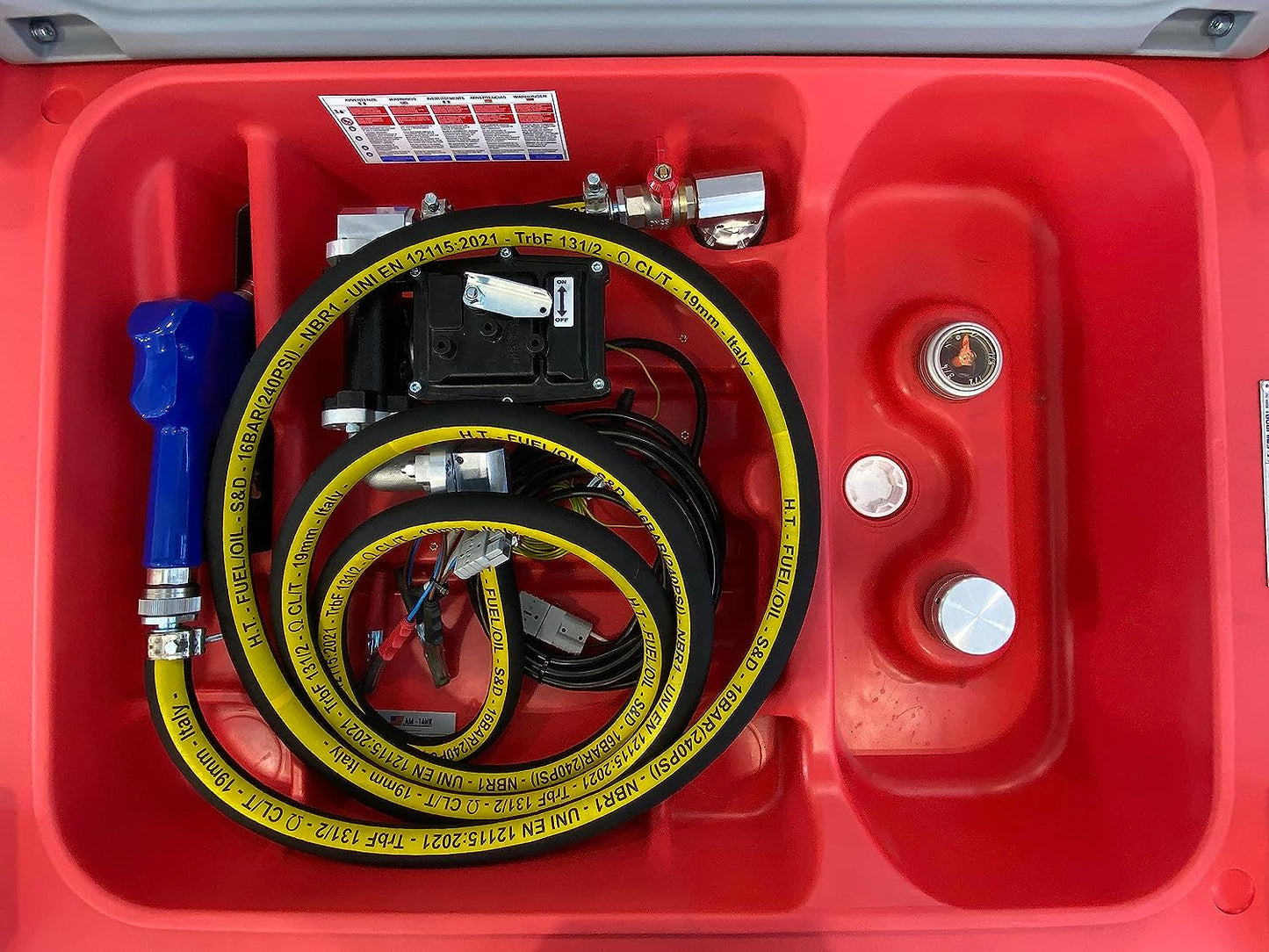 AM-Tank 87 gal DOT Gasoline Tank w/ 12V Pump and Auto Nozzle