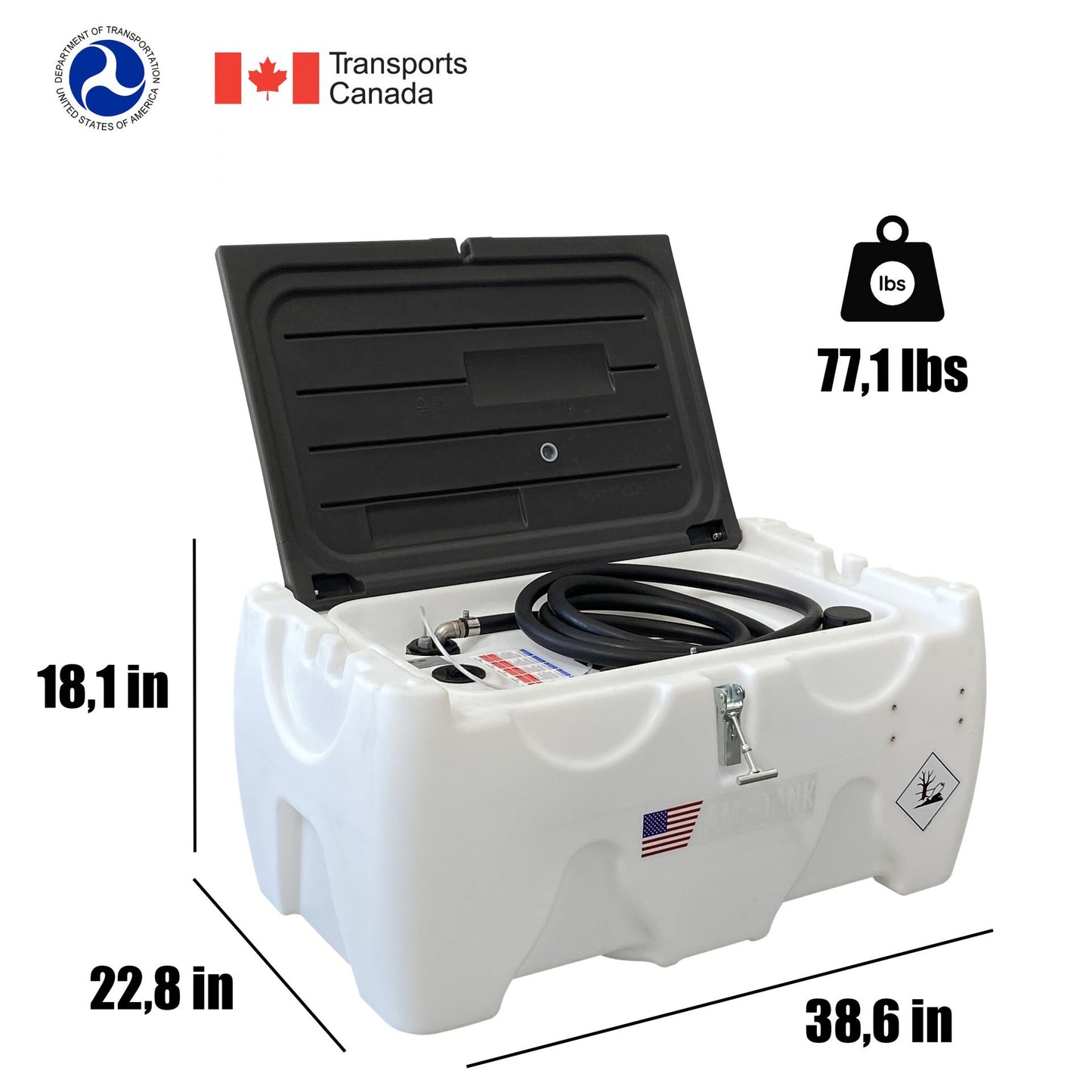AM-Tank 40 Gallon DEF Transfer Tank w/ 12v Pump, Manual Nozzle