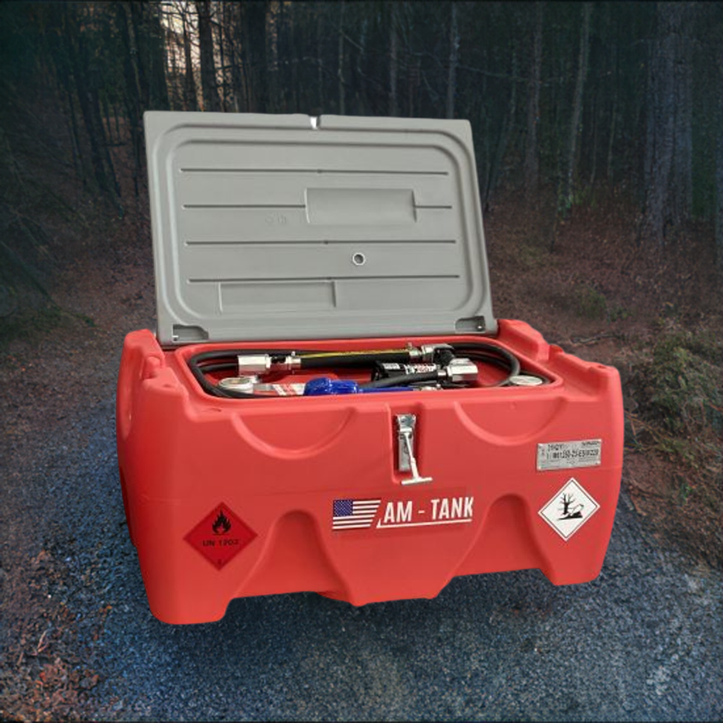 AM-Tank 40 GASOLINE Transfer Tank w/ 12v Pump, UL Automatic Nozzle