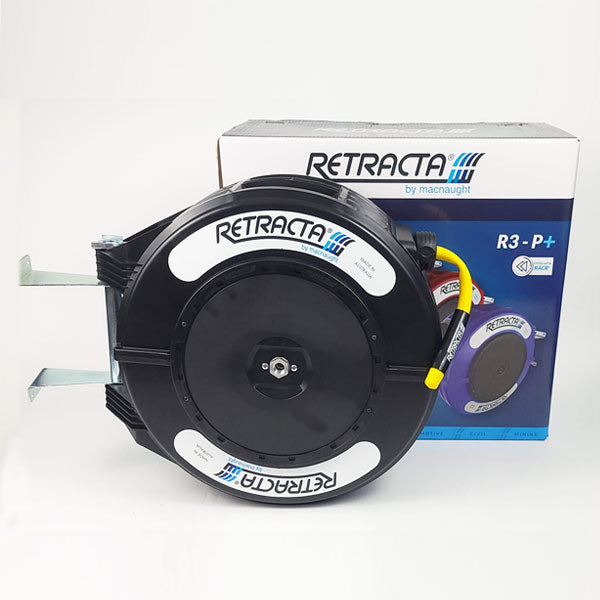 Macnaught R3 Engineered Thermoplastic Heavy Duty Hose Reel Air Water Service 1/2 inch x 65 ft 300 PSI Black Case / Yellow Hose PN# RY465K-02