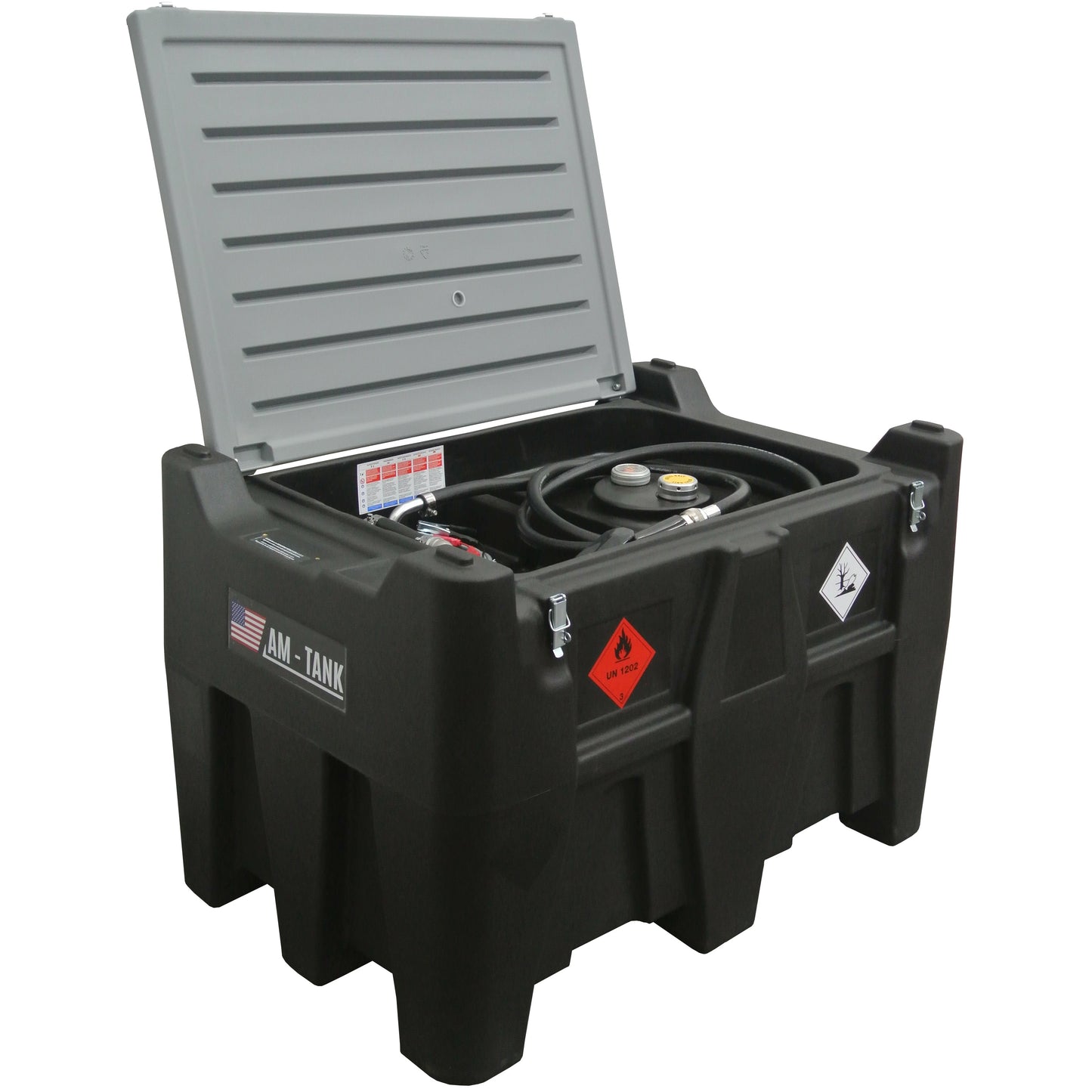 AM-Tank PREMIUM 116 Gallon Diesel transfer tank with 12v pump, meter, nozzle, battery pack