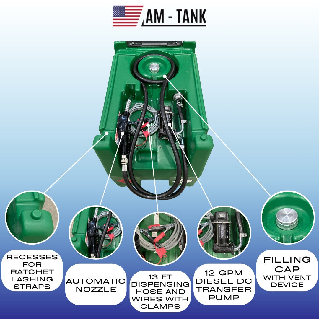 AM-Tank 58 gallon diesel transfer tank with 12v pump & auto nozzle