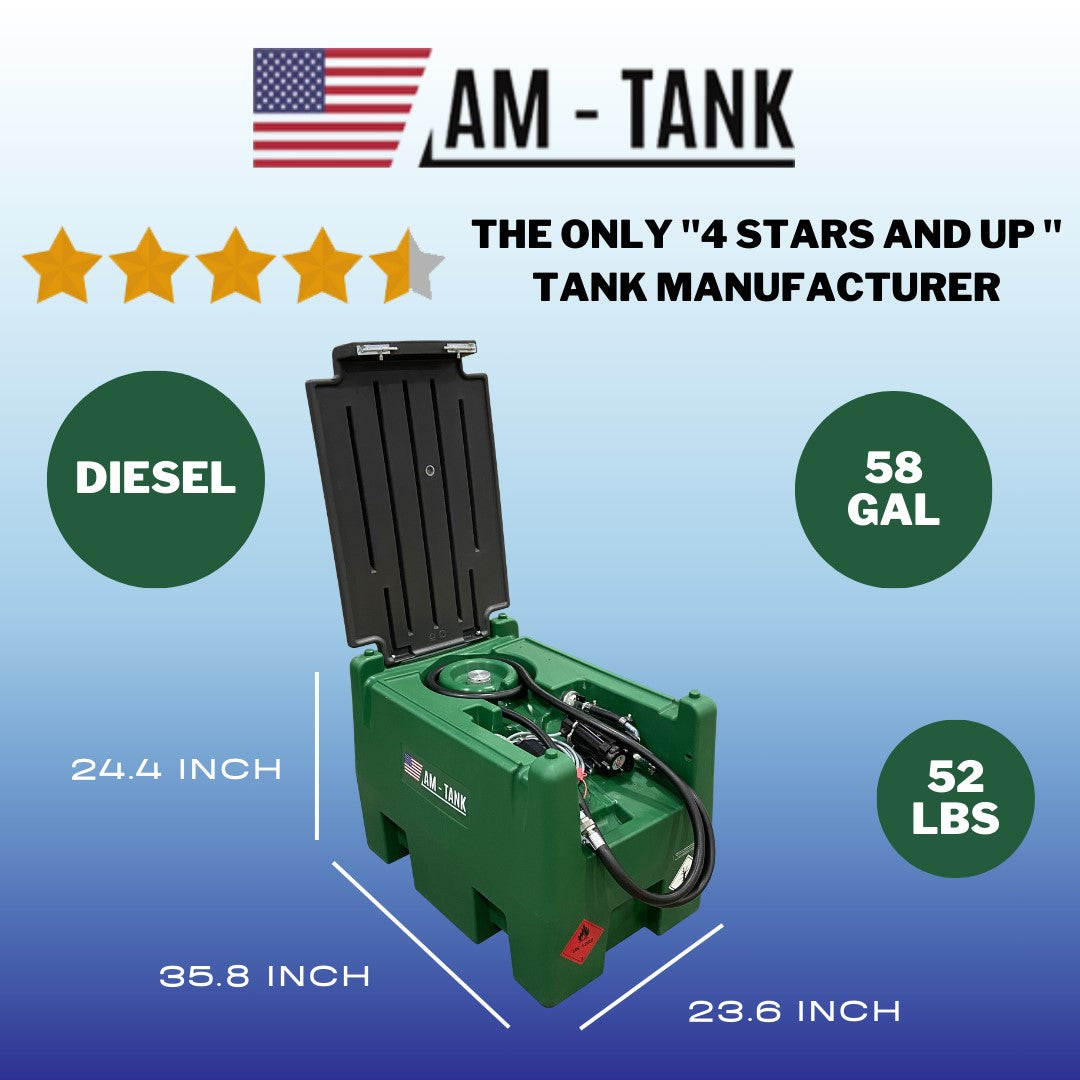 AM-Tank 58 gallon diesel transfer tank with 12v pump & auto nozzle