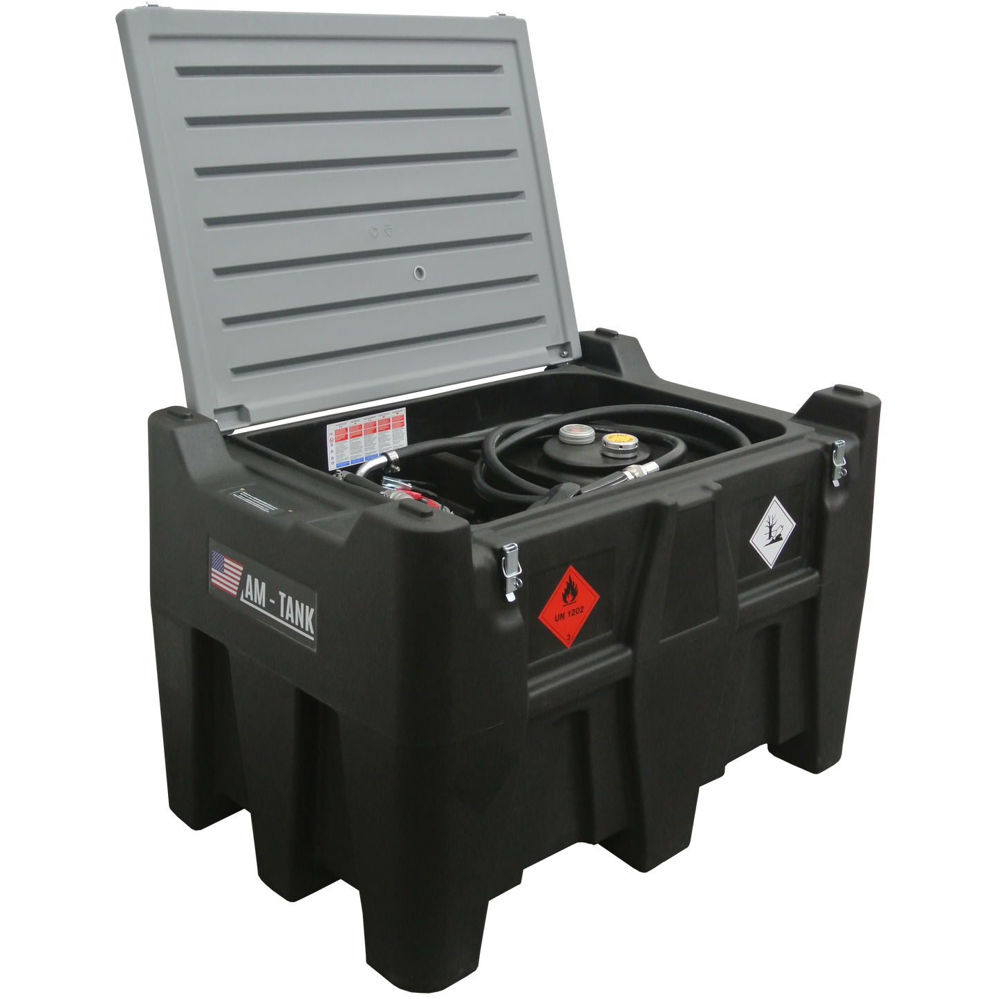 AM-Tank PREMIUM 116 Gallon Diesel transfer tank with 12v pump, meter, nozzle, battery pack