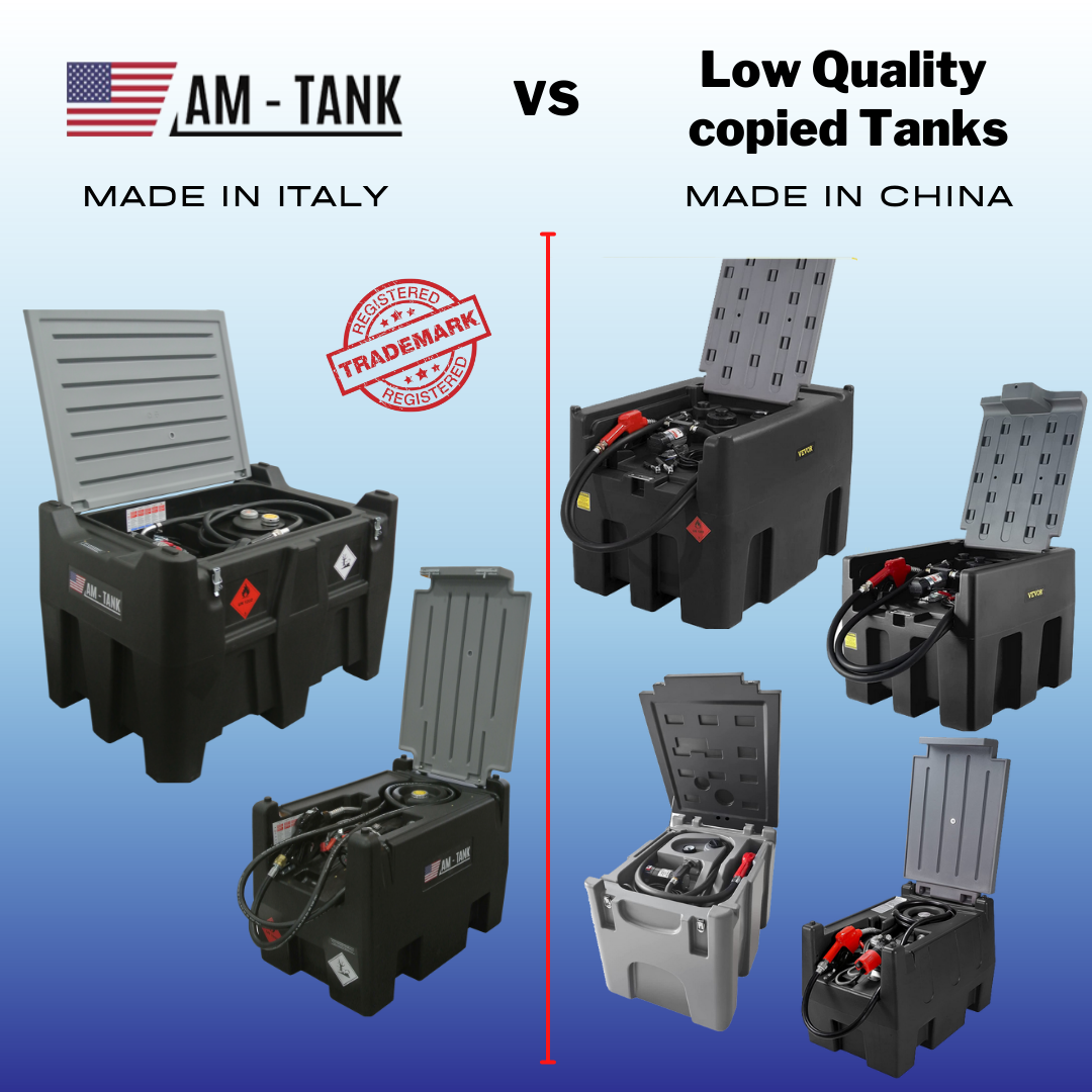 AM-Tank PREMIUM 116 Gallon Diesel transfer tank with 12v pump, meter, nozzle, battery pack