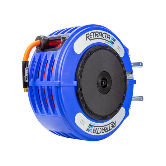 Macnaught R3 Engineered Thermoplastic Heavy Duty Hose Reel Air Water Service 3/8 inch x 65 ft 300 PSI Blue Case / Orange Hose PN# RO365B-02